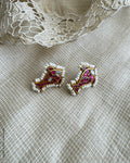 AS-X051515 Pink Fish Earring