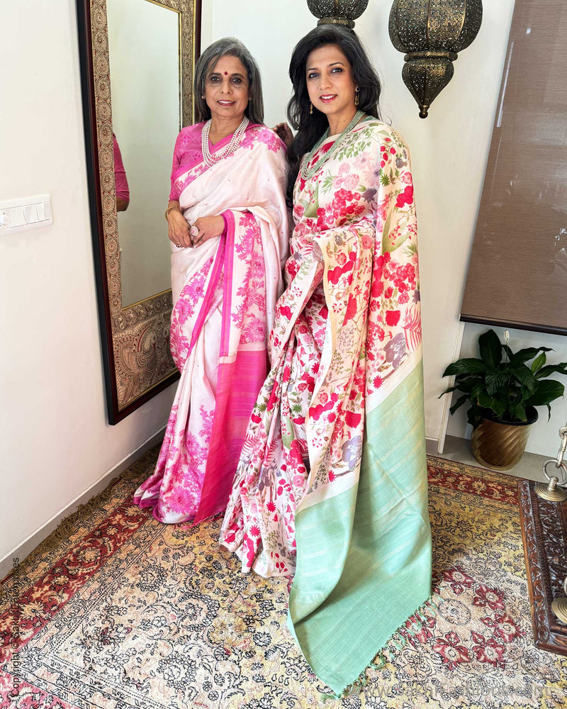 EE-X02258 Pink Floral Kanchi Sari