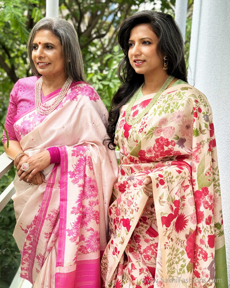 EE-X02258 Pink Floral Kanchi Sari
