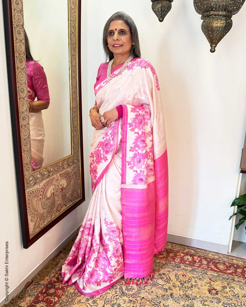 EE-X02258 Pink Floral Kanchi Sari