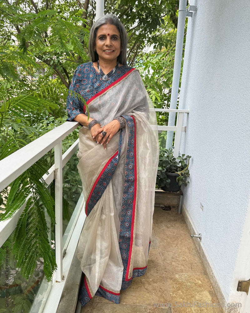 EE-X02540 Silver Tissue Saree