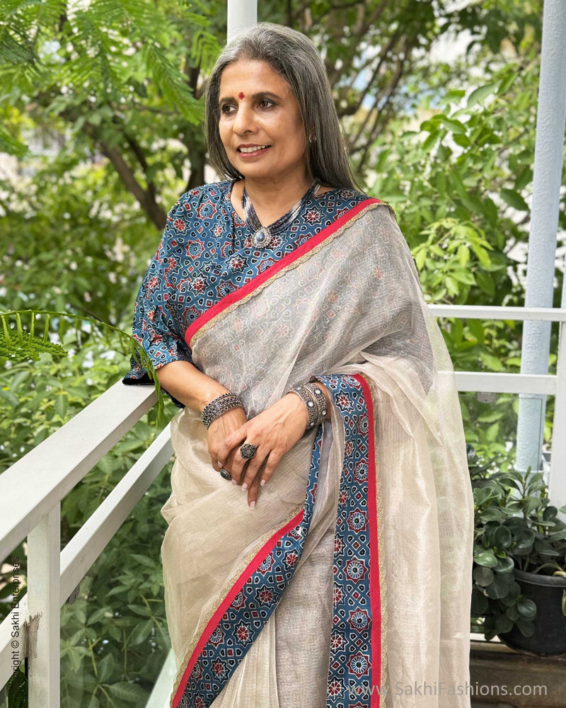 EE-X02540 Silver Tissue Saree