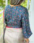 BL-F38074 Blue Ajrak Blouse