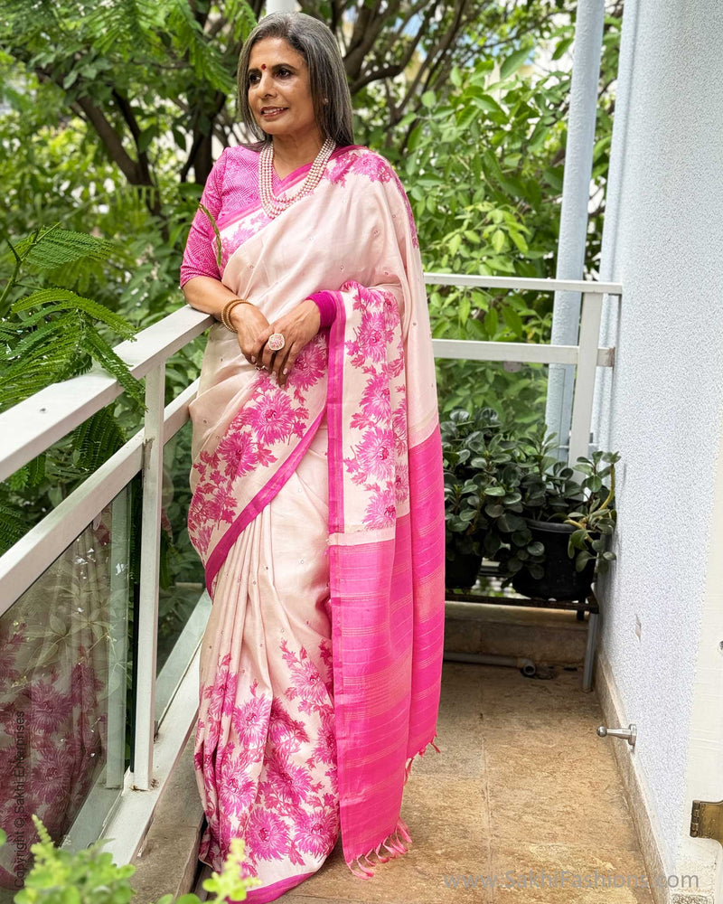 EE-X02258 Pink Floral Kanchi Sari