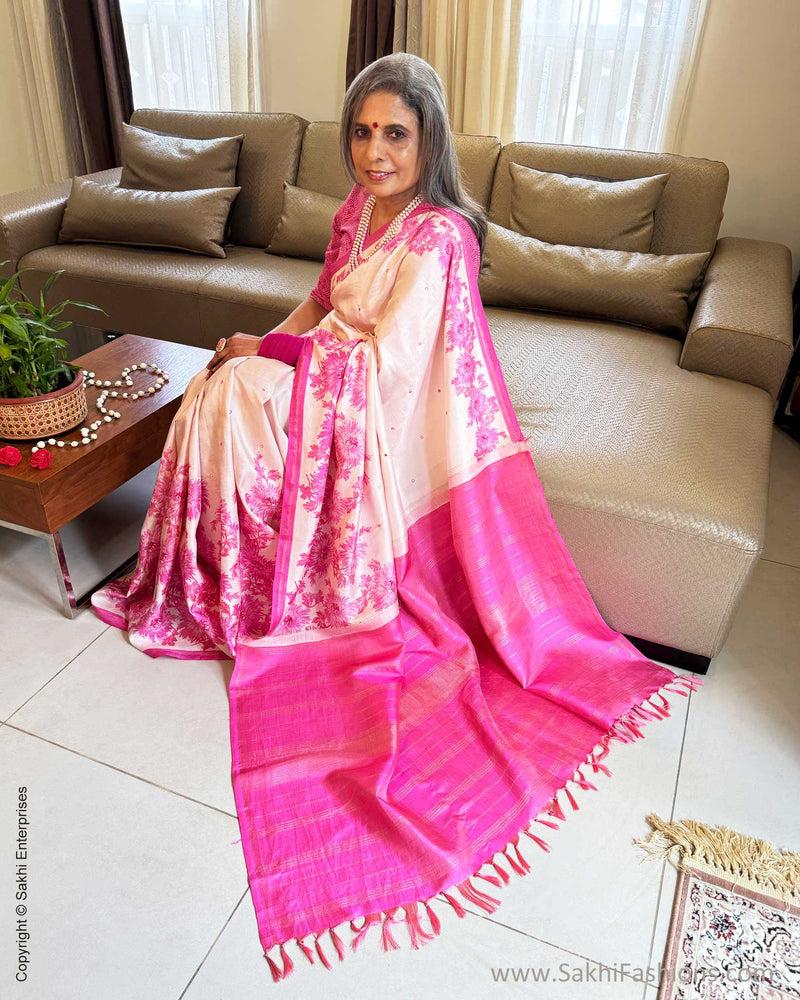 EE-X02258 Pink Floral Kanchi Sari