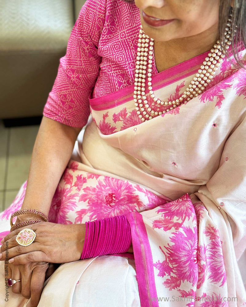 EE-X02258 Pink Floral Kanchi Sari