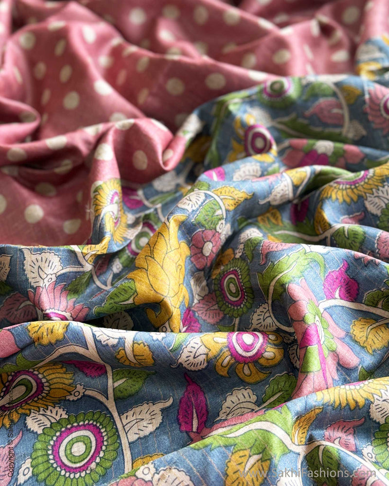 DP-X03038 Polka Kalamkari Tussar Sari