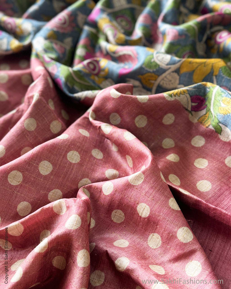 DP-X03038 Polka Kalamkari Tussar Sari