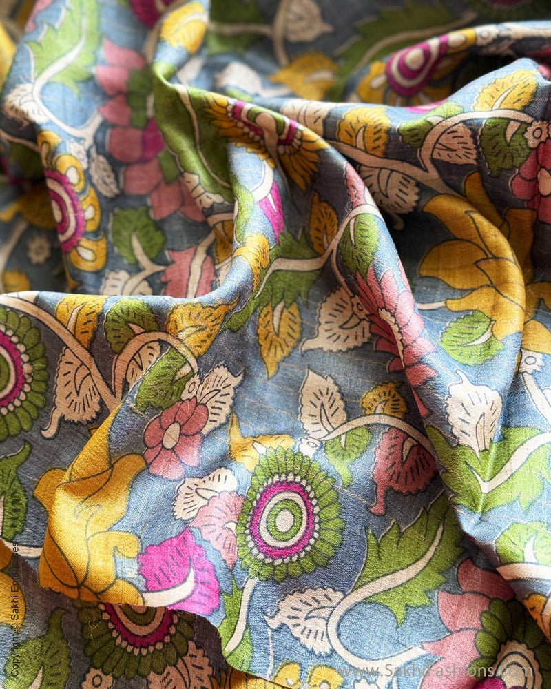 DP-X03038 Polka Kalamkari Tussar Sari