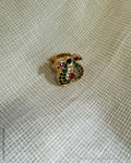 AJ-X02772 Green Meena Finger Ring