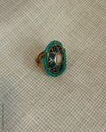 AJ-X02808 Green Meena Finger Ring