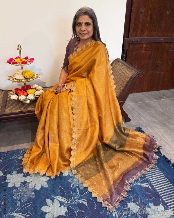 EE-X11406 Yellow Tussar Sari