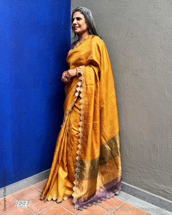 EE-X11406 Yellow Tussar Sari