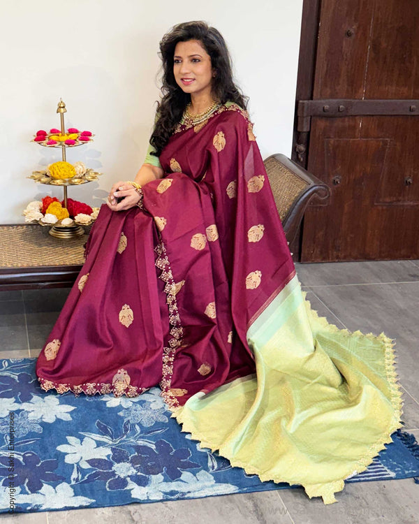 EE-X10965 Maroon Kanchi sari