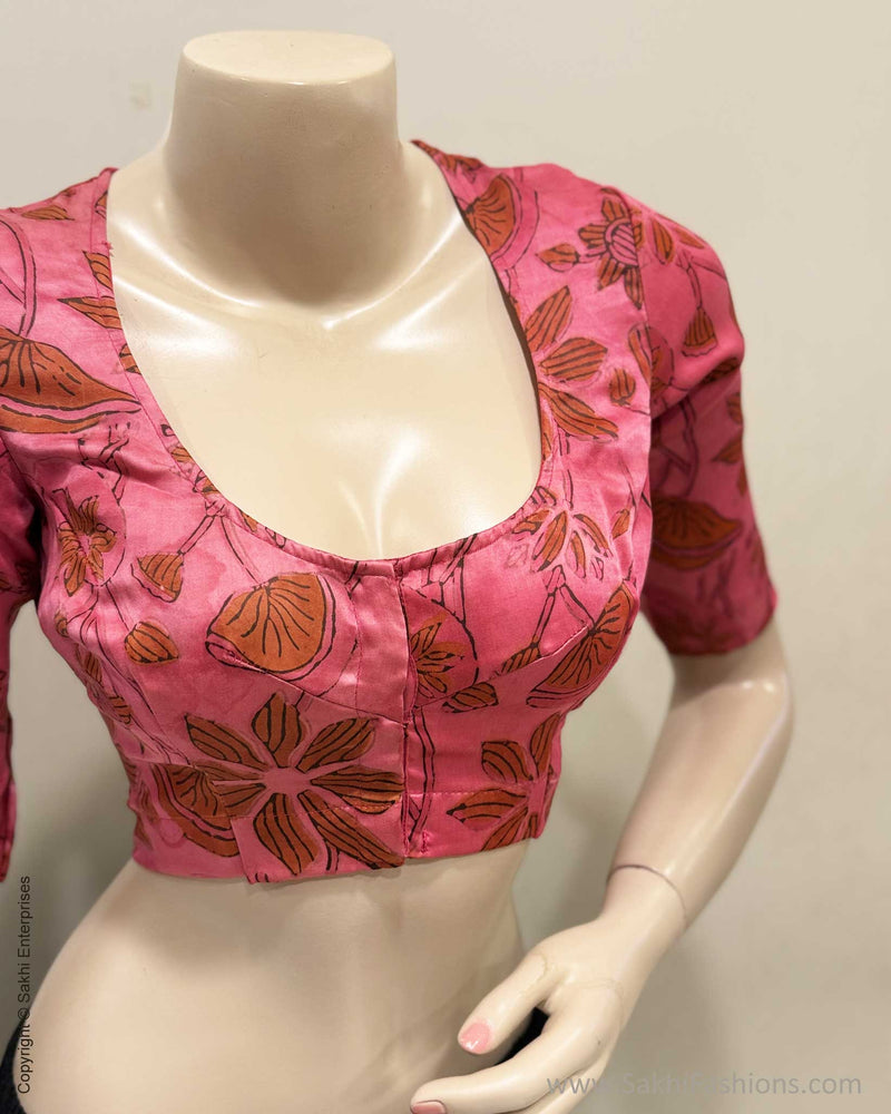 BL-V19773R Pink Ajrakh Blouse