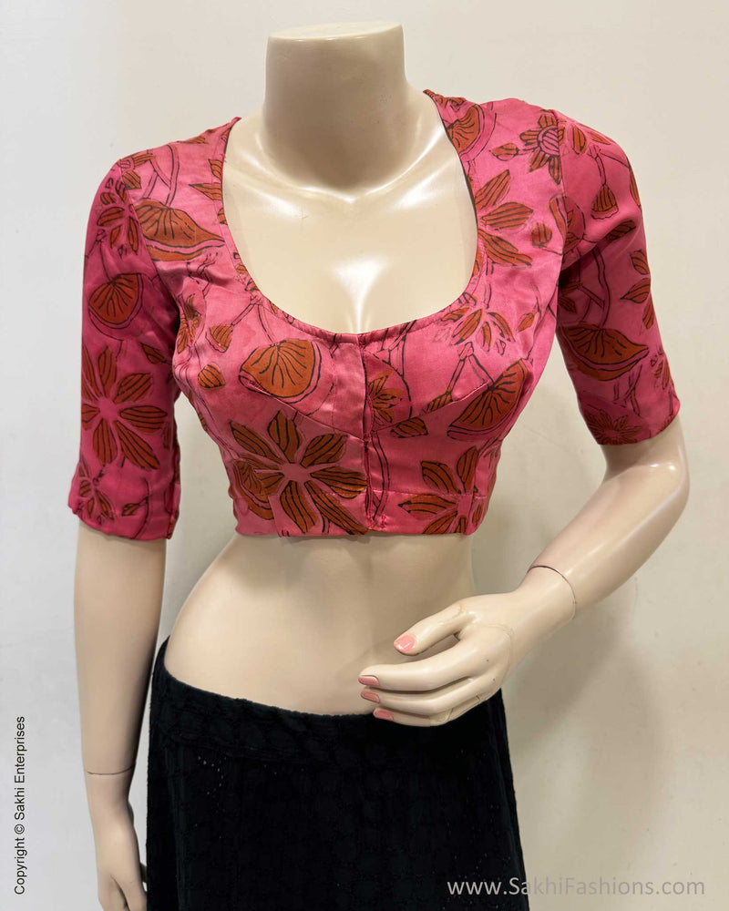 BL-V19773R Pink Ajrakh Blouse
