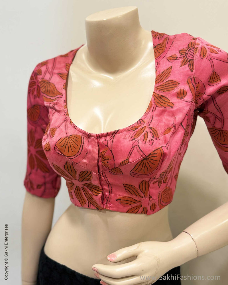 BL-V19773R Pink Ajrakh Blouse