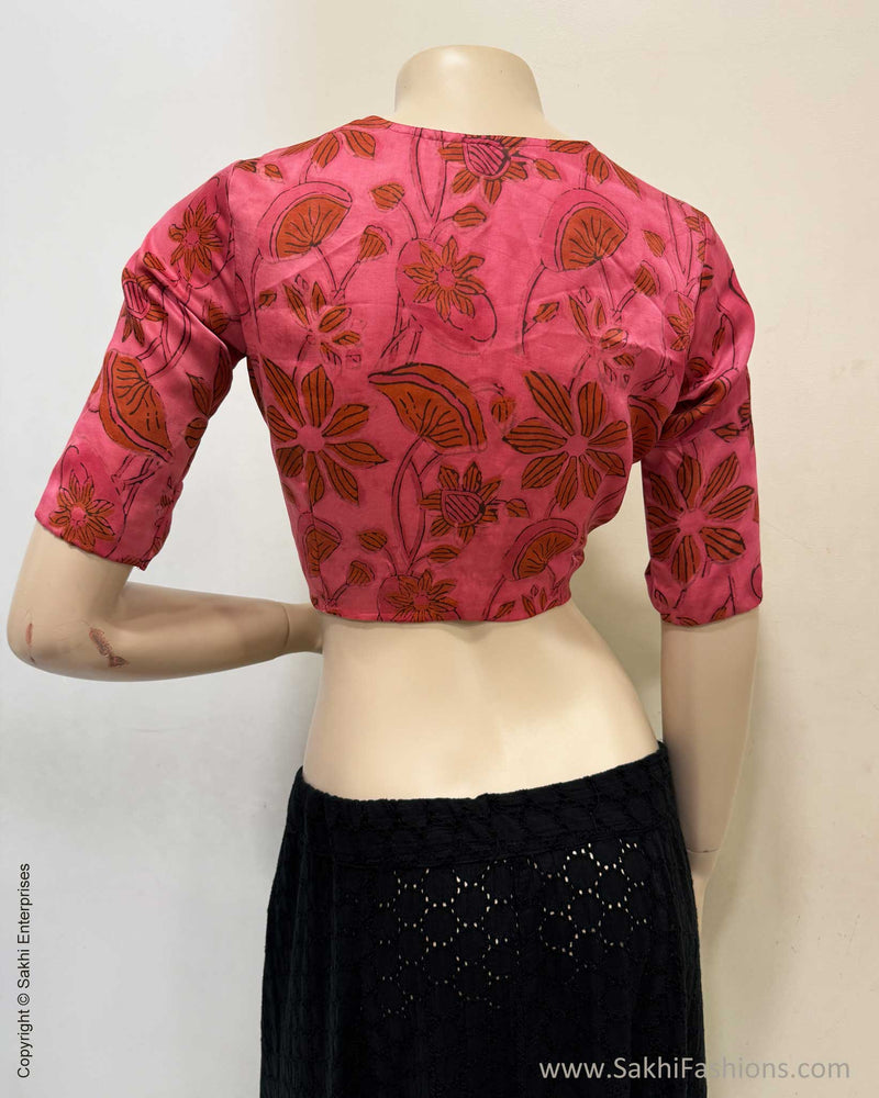 BL-V19773R Pink Ajrakh Blouse