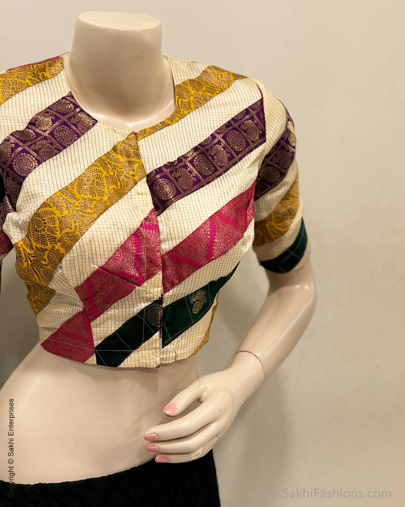 BL-X03437 Cream Tussar Pattern Blouse