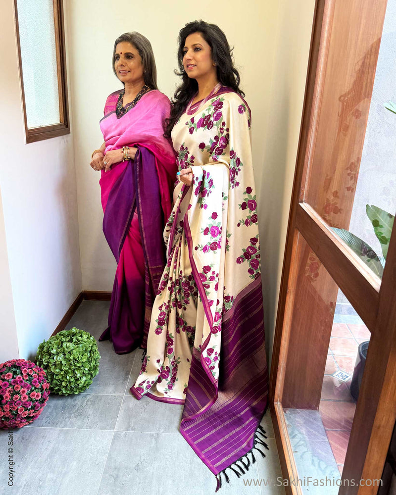 EE-X04004 Purple Floral Kanchi Silk