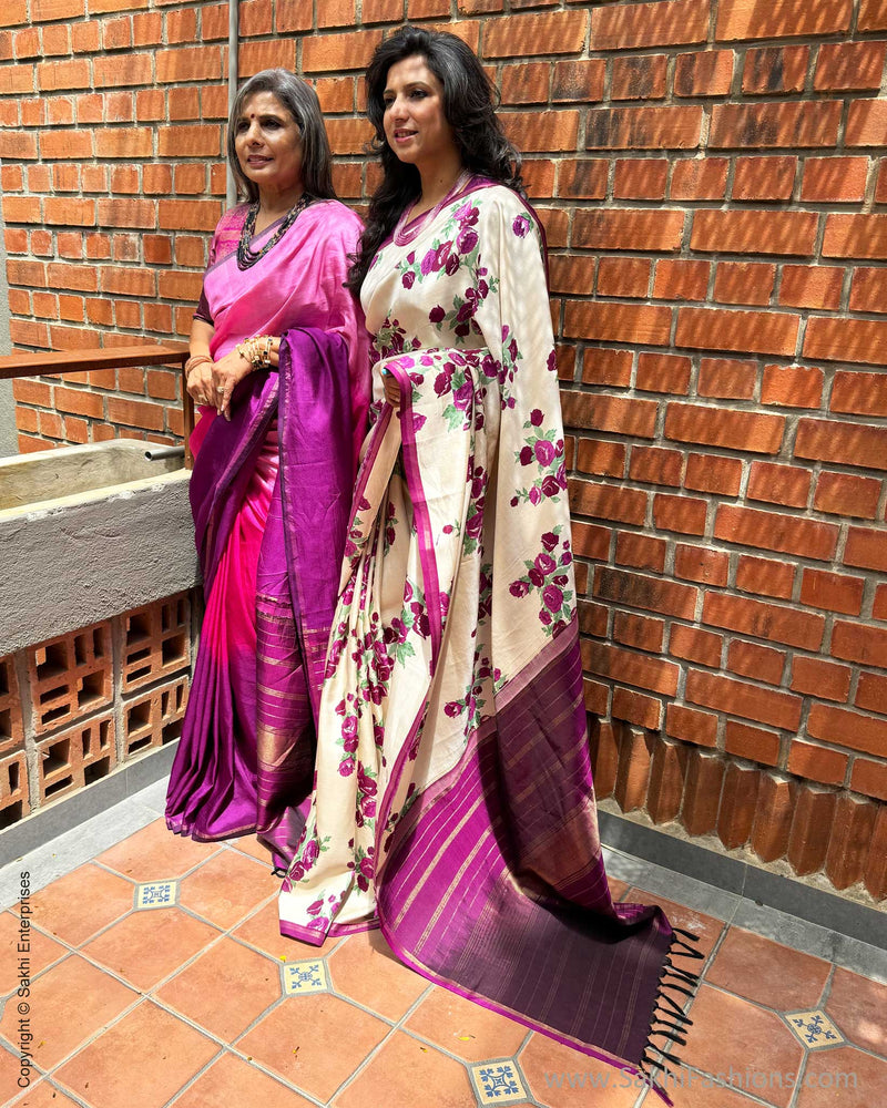 EE-X04004 Purple Floral Kanchi Silk