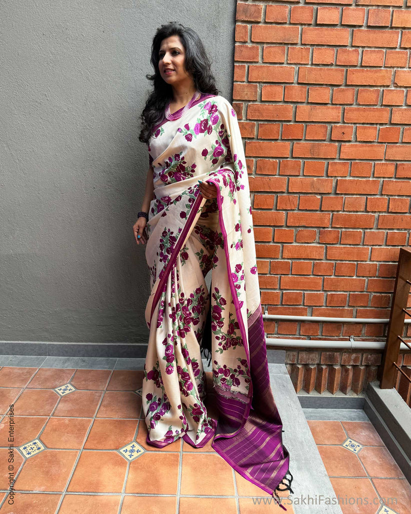 EE-X04004 Purple Floral Kanchi Silk