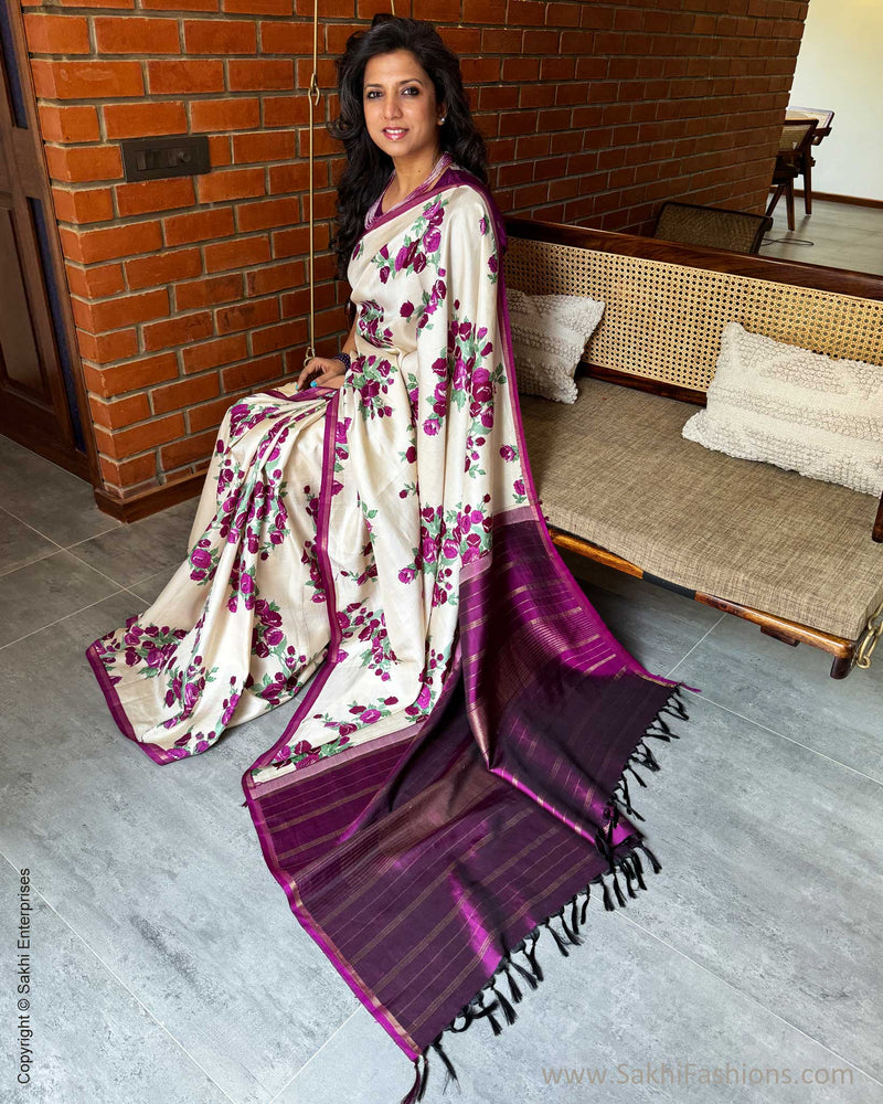 EE-X04004 Purple Floral Kanchi Silk