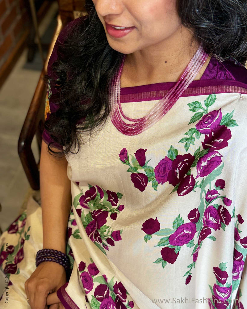 EE-X04004 Purple Floral Kanchi Silk