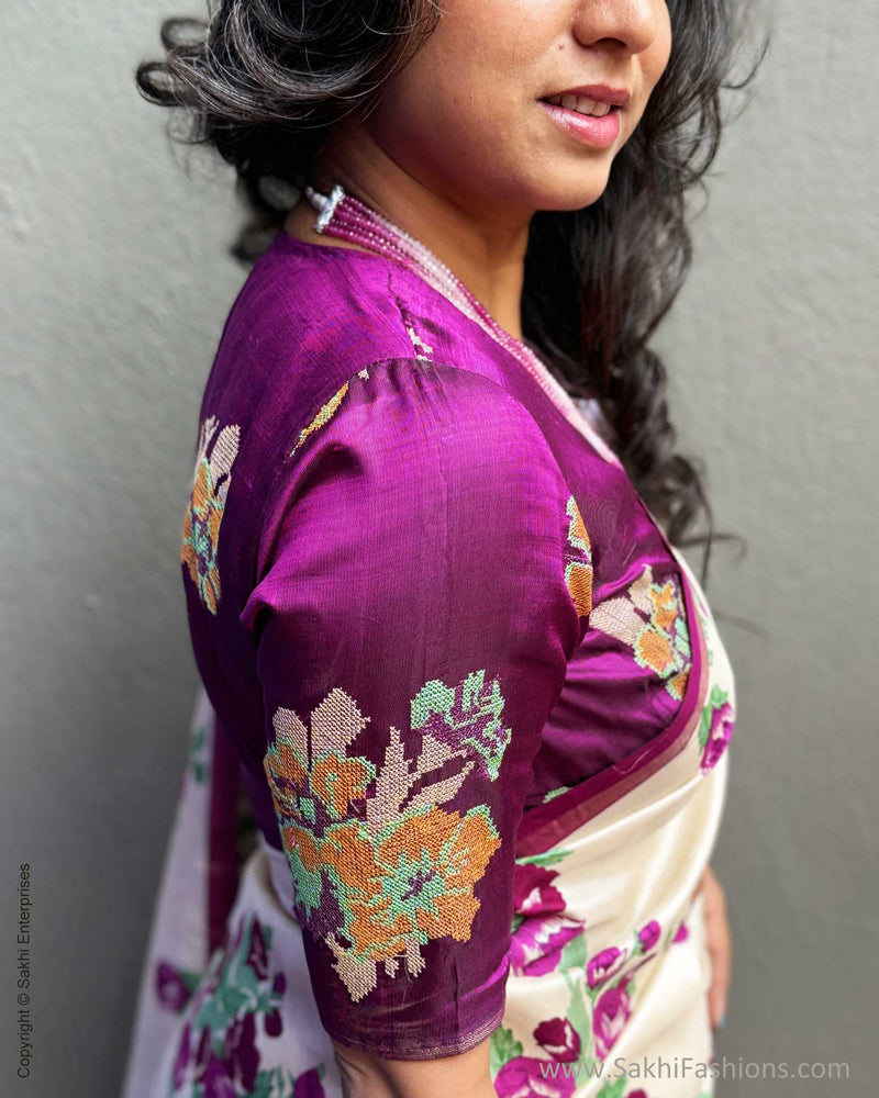 EE-X04004 Purple Floral Kanchi Silk