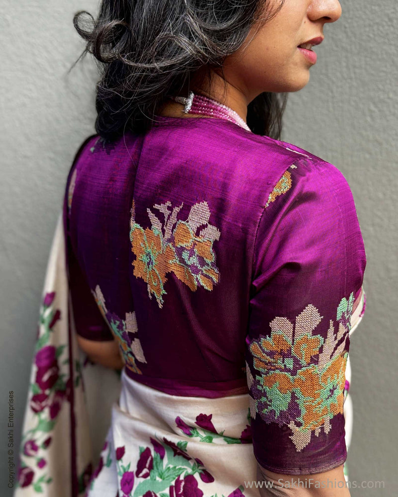 EE-X04004 Purple Floral Kanchi Silk