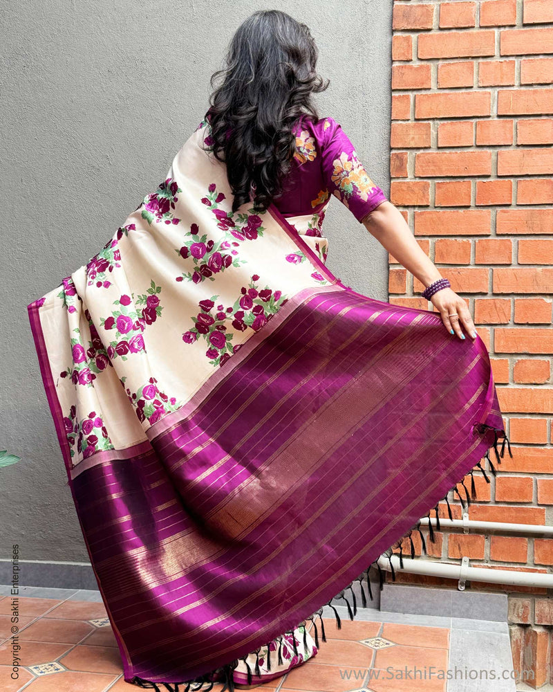 EE-X04004 Purple Floral Kanchi Silk