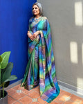 EE-X00105 Blue Tussar Silk Sari