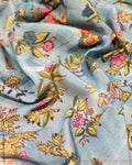 BL-X05327 Blue Silk Kalamkari