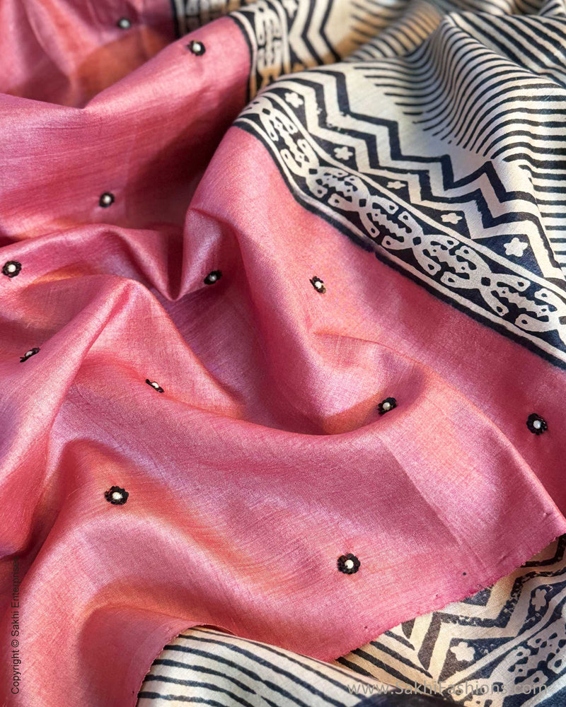 EE-V00972 Pink Tussar Sari