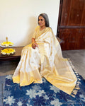 EE-X04806 Cream Kanchi silk sari