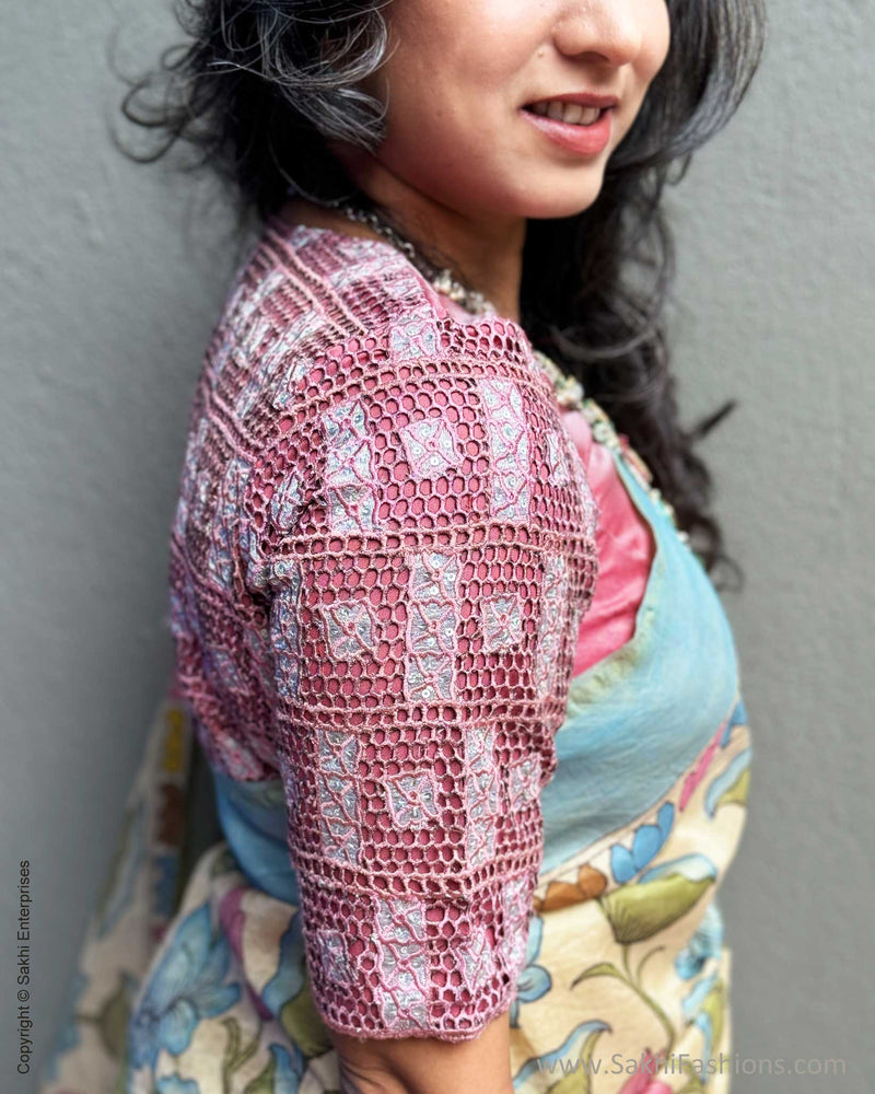 BL-W08198 Onion pink Cutwork blouse