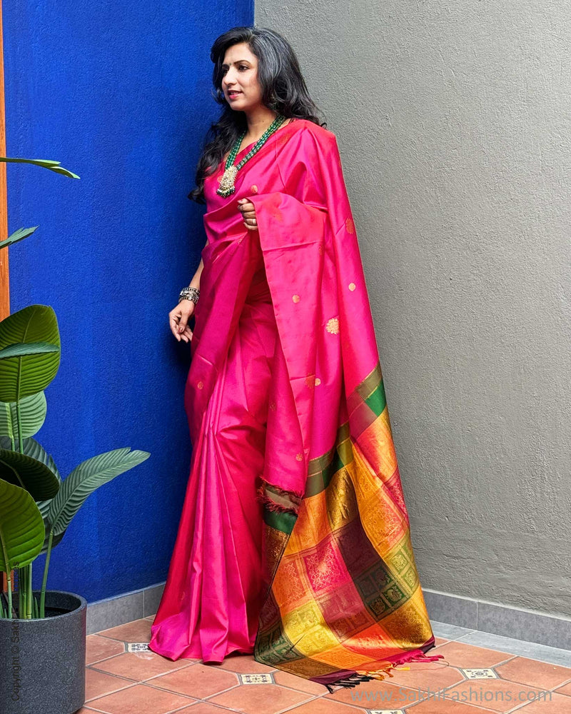 EE-X06630 Pink Kanchi silk saree