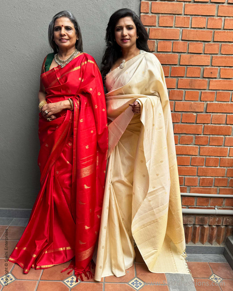 EE-X04812 Cream Kanchi silk sari