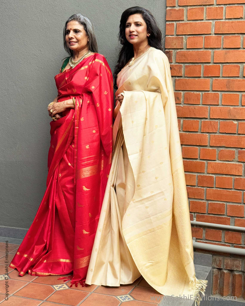 EE-X04812 Cream Kanchi silk sari