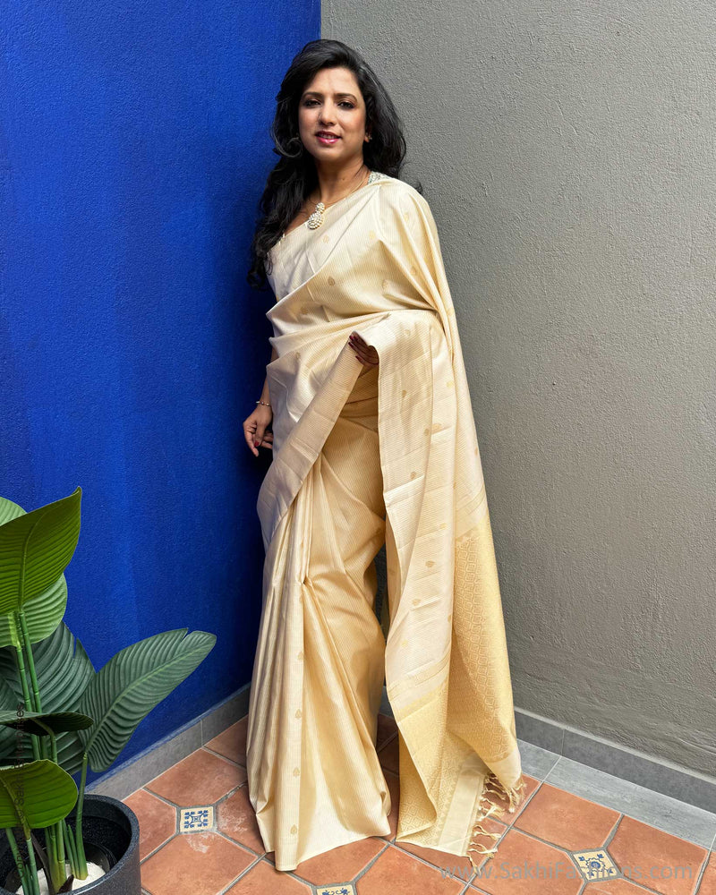 EE-X04812 Cream Kanchi silk sari