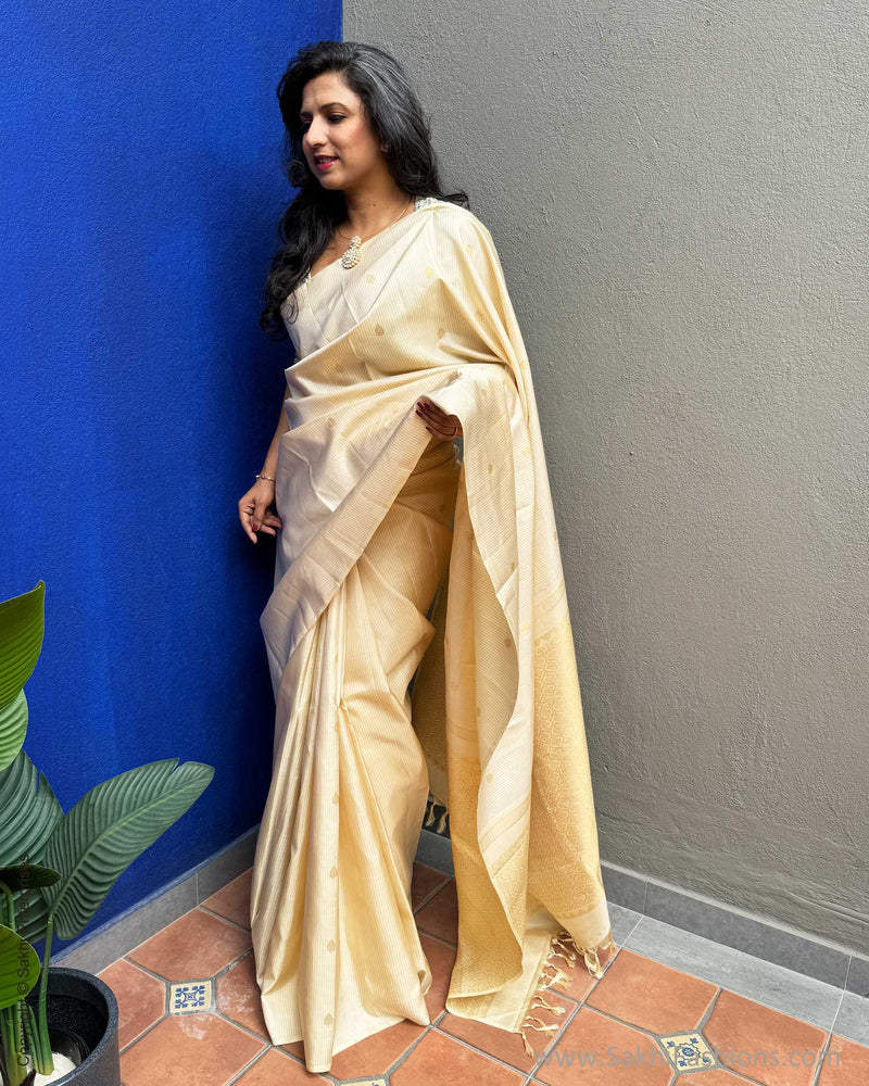 EE-X04812 Cream Kanchi silk sari