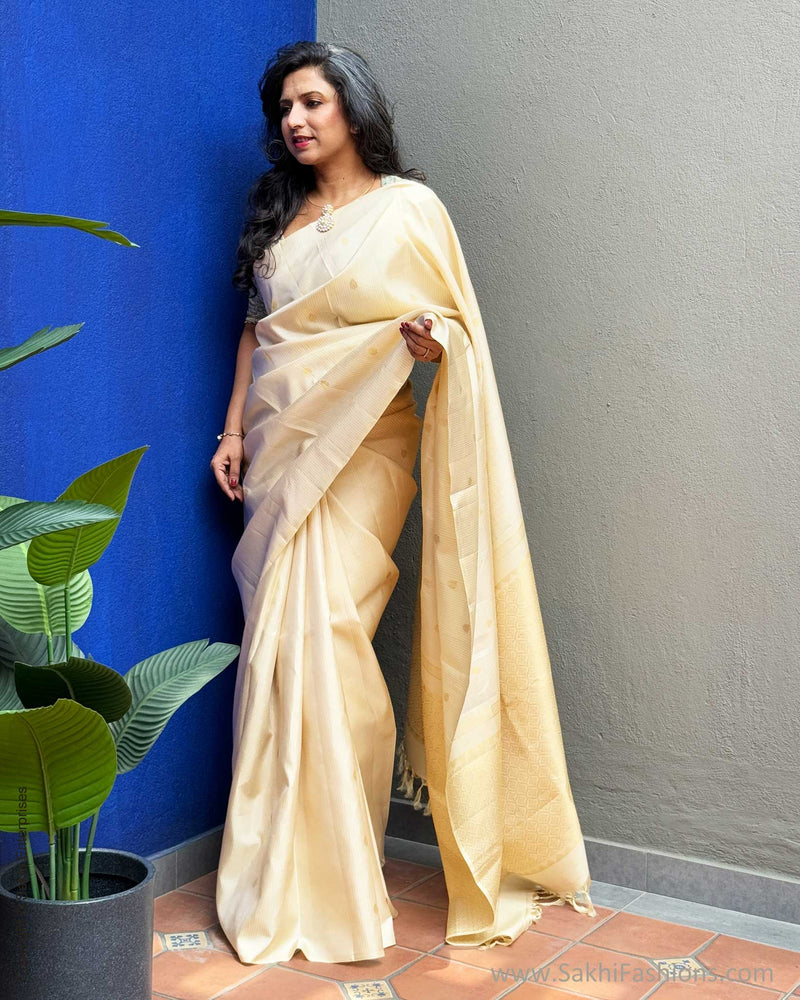 EE-X04812 Cream Kanchi silk sari