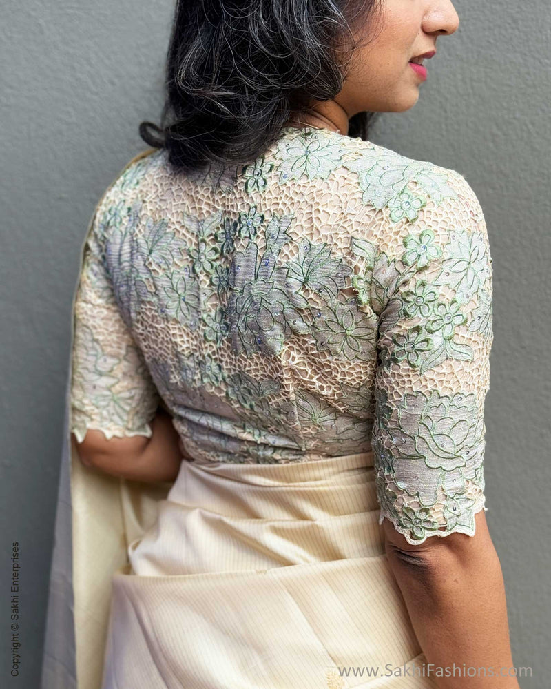 EE-X04812 Cream Kanchi silk sari