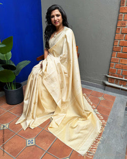 EE-X04812 Cream Kanchi silk sari