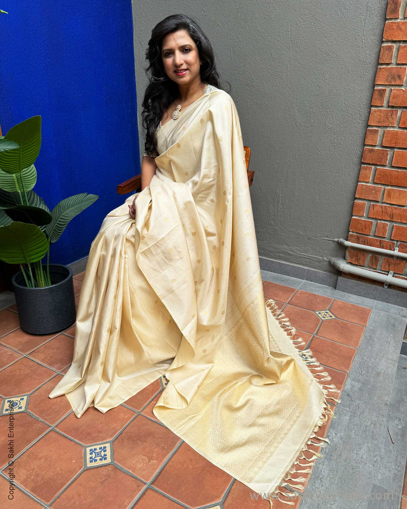 EE-X04812 Cream Kanchi silk sari