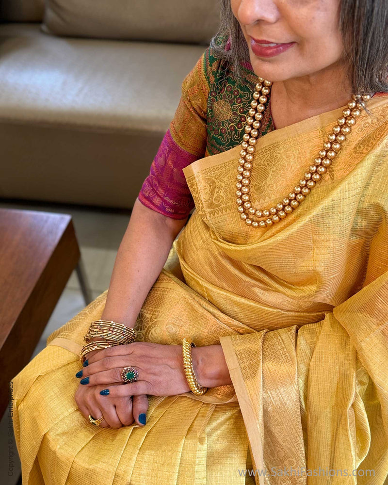 EE-X07336 Golden Mangalgiri Silk