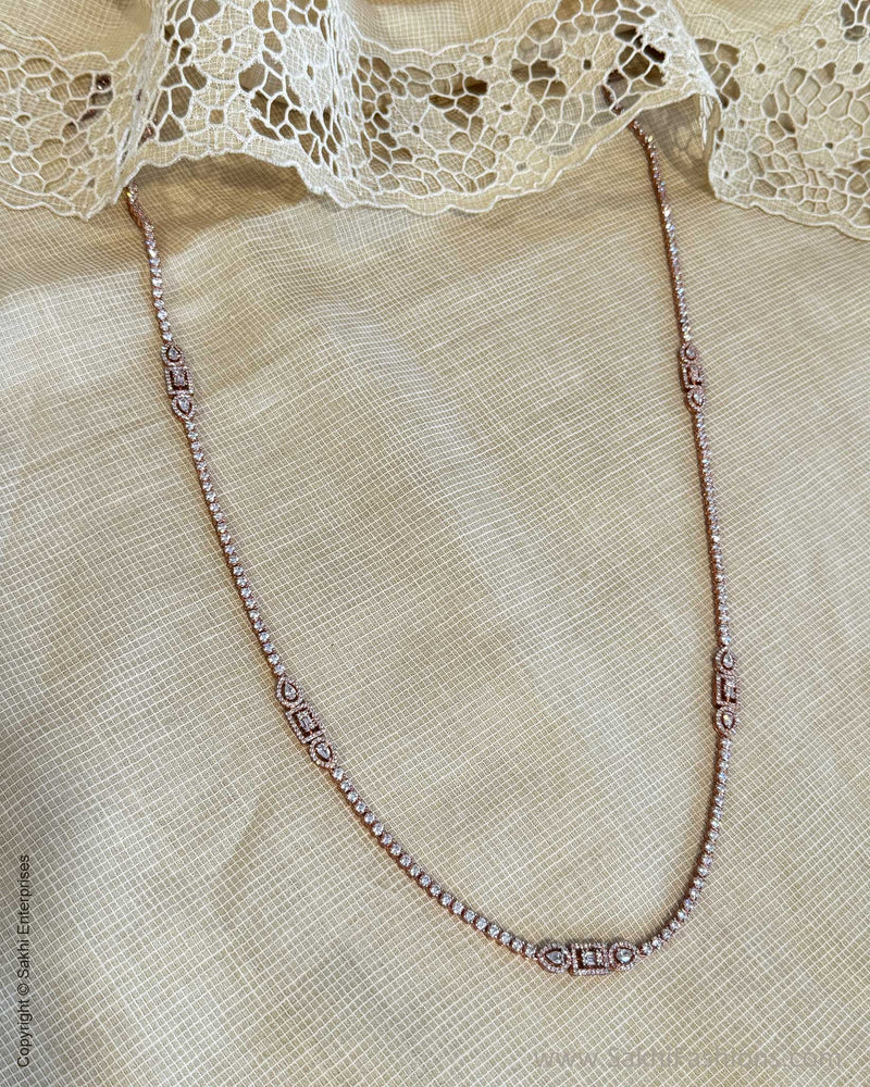 AJ-X06005 Rose Gold Diamante Necklace