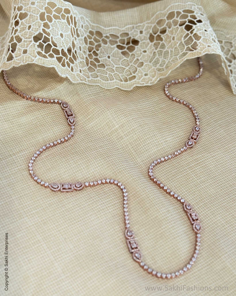 AJ-X06005 Rose Gold Diamante Necklace