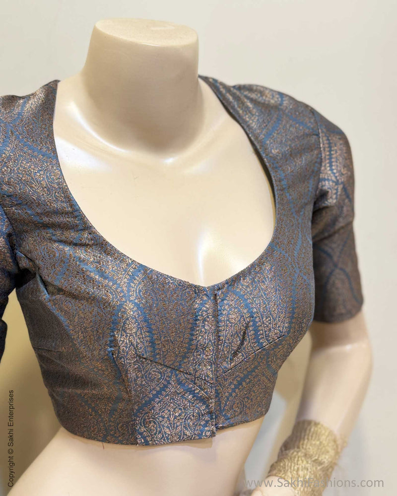 BL-V15870R Grey Banarsi RBlouse