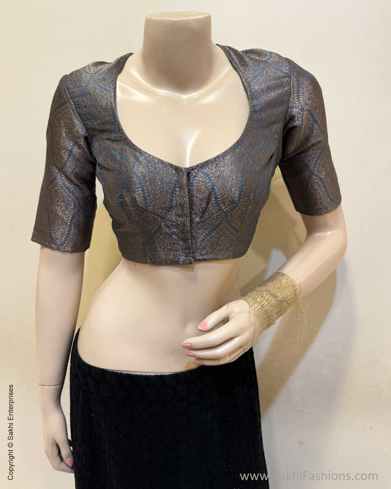 BL-V15870R Grey Banarsi RBlouse